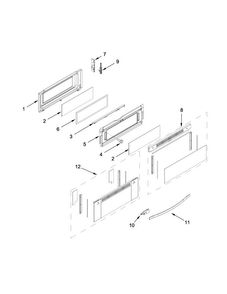 Upper Door Parts Diagram and Parts List for WGG755S0BS07  Whirlpool Range