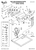 TOP AND CONSOLE PARTS Diagram and Parts List for WGD5860SW0  Whirlpool Dryer