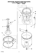 AGITATOR, BASKET AND TUB PARTS Diagram and Parts List for 7MWT73520SQ0  Whirlpool Washer