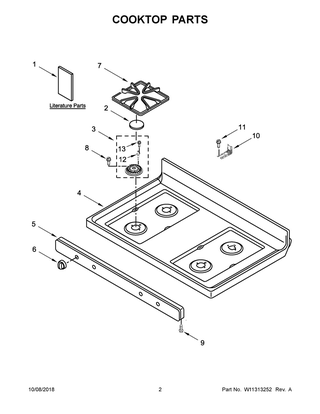 Cooktop Parts Diagram and Parts List for IGR660GS0  Whirlpool Range