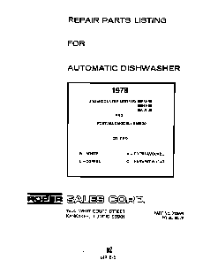 Front Cover Diagram and Parts List for 8586H30  Roper Dishwasher