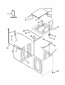 Top And Cabinet Parts Diagram and Parts List for RTW4641BQ1  Roper Washer