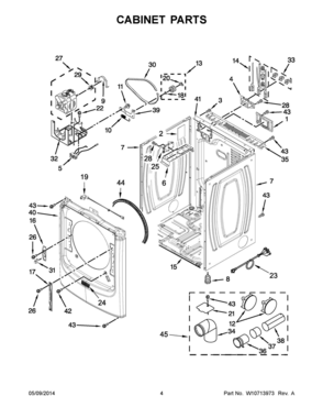 03 - CABINET PARTS Diagram and Parts List for YMED7100DW0  Whirlpool Dryer