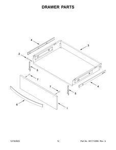Drawer Parts Diagram and Parts List for WFG975H0HV6  Whirlpool Range
