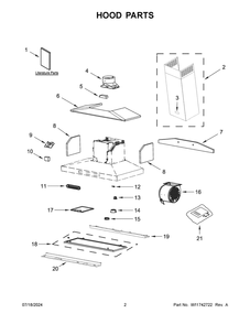 02 - Hood Parts Diagram and Parts List for KVWB600HBS3  Whirlpool Range Hood