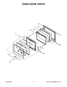 Oven Door Parts Diagram and Parts List for WOS31ES7JS20  Whirlpool Wall Oven