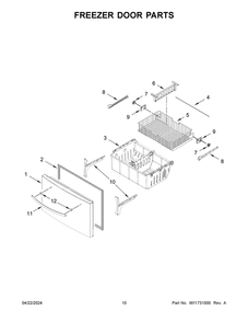 Freezer Door Parts Diagram and Parts List for WRX735SDHB10  Whirlpool Refrigerator