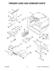 04 - Freezer Liner And Icemaker Parts Diagram and Parts List for KRFC136RPS00  Whirlpool Refrigerator