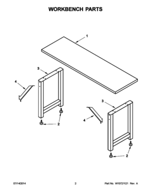 02 - WORKBENCH PARTS Diagram and Parts List for GAWB65RWBG00  Whirlpool Tool Stand & Cart