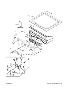 Top And Console Parts Diagram and Parts List for WGD9371YW2  Whirlpool Dryer