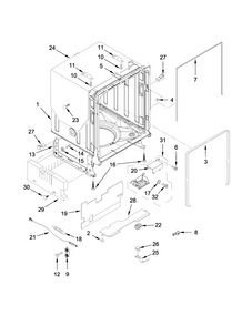 Tub And Frame Parts Diagram and Parts List for KDTM354DSS1  KitchenAid Dishwasher