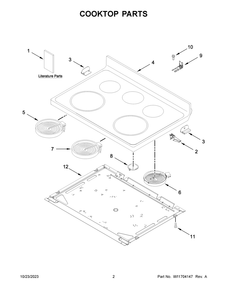 Cooktop Parts Diagram and Parts List for YWFE505W0JW4  Whirlpool Range