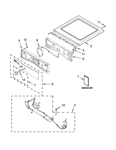 Top And Console Parts Diagram and Parts List for 7MWED90HEFW0  Whirlpool Dryer