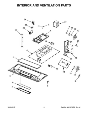 04 - Interior And Ventilation Parts Diagram and Parts List for KHMS2040BW2  KitchenAid Microwave Oven Combo