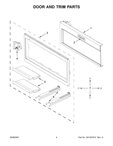 Door And Trim Parts Diagram and Parts List for YKMBT5011KS01  Whirlpool Microwave