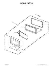 Door Parts Diagram and Parts List for WMH53520CW4  Whirlpool Microwave