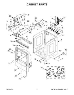 03 - CABINET PARTS Diagram and Parts List for YMEDB955FC0  Whirlpool Dryer