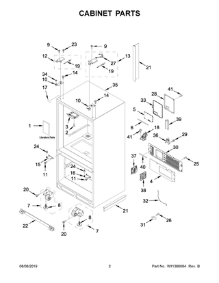 Cabinet Parts Diagram and Parts List for WRF954CIHV01  Whirlpool Refrigerator