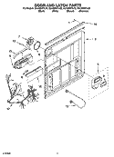 DOOR AND LATCH PARTS Diagram and Parts List for GU1200XTLB2  Whirlpool Dishwasher