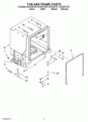 TUB AND FRAME PARTS Diagram and Parts List for DU1301XTVQ1  Whirlpool Dishwasher