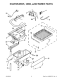 EVAPORATOR, GRID, AND WATER PARTS Diagram and Parts List for KUIS18PNXW2  KitchenAid Ice Maker