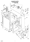 CABINET PARTS Diagram and Parts List for REX2614LQ0  Roper Dryer