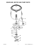 GEARCASE, MOTOR AND PUMP PARTS Diagram and Parts List for CAW9444BW0  Whirlpool Washer