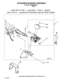 W10336852 BURNER ASSEMBLY Diagram and Parts List for 1CWGD5700VW2  Whirlpool Dryer