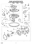 PUMP AND MOTOR PARTS Diagram and Parts List for DUL300XTLT3  Whirlpool Dishwasher