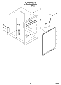 TUB PARTS Diagram and Parts List for DU018DWLB0  Whirlpool Dishwasher