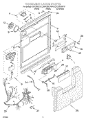 DOOR AND LATCH Diagram and Parts List for KUDC25CHBT1  KitchenAid Dishwasher