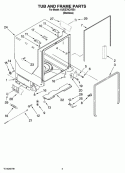 TUB AND FRAME PARTS Diagram and Parts List for KUDE70CVSS1  KitchenAid Dishwasher