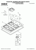 COOKTOP, BURNER AND GRATE PARTS Diagram and Parts List for ICS300RS04  Whirlpool Cooktop