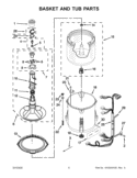 BASKET AND TUB PARTS Diagram and Parts List for CAW9444XQ4  Whirlpool Washer