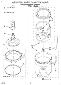 AGITATOR, BASKET AND TUB Diagram and Parts List for RAB5133DL0  Roper Washer