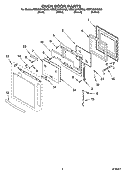 OVEN DOOR PARTS Diagram and Parts List for KEMC307KSS05  KitchenAid Microwave Oven Combo
