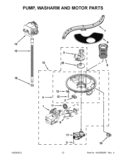 PUMP, WASHARM AND MOTOR PARTS Diagram and Parts List for KUDE20IXWH9  KitchenAid Dishwasher