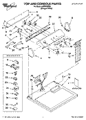 TOP AND CONSOLE PARTS Diagram and Parts List for LGR8648PQ0  Whirlpool Dryer