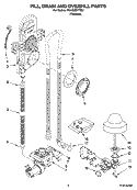 FILL, DRAIN AND OVERFILL PARTS Diagram and Parts List for 7GU3200XTSS1  Whirlpool Dishwasher
