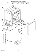 TUB AND FRAME PARTS Diagram and Parts List for DUL240XTPTA  Whirlpool Dishwasher