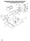 BURNER BOX, GAS VALVES, AND SWITCHES Diagram and Parts List for SCS3614LB02  Whirlpool Cooktop