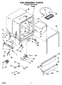 TUB ASSEMBLY PARTS Diagram and Parts List for DU811SWPQ0  Whirlpool Dishwasher