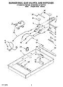 BURNER BOX, GAS VALVES, AND SWITCHES Diagram and Parts List for GLT3057RQ02  Whirlpool Cooktop