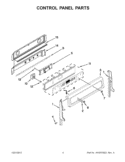 CONTROL PANEL PARTS Diagram and Parts List for GGE390LXB04  Whirlpool Range