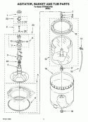 AGITATOR, BASKET AND TUB PARTS Diagram and Parts List for WTW58ESVW0  Whirlpool Washer