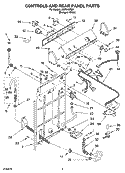 CONTROLS AND REAR PANEL PARTS Diagram and Parts List for LSR7010PQ0  Whirlpool Washer