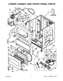 LOWER CABINET AND FRONT PANEL PARTS Diagram and Parts List for CSP2761TQ4  Whirlpool Dryer