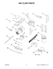 Air Flow Parts Diagram and Parts List for WML55011HB5  Whirlpool Microwave