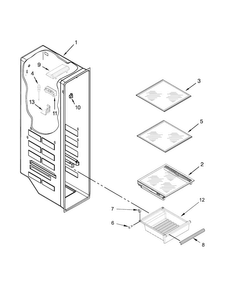 Freezer Liner Parts Diagram and Parts List for 10651139214  Kenmore Refrigerator