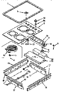 Cooktop Diagram and Parts List for KEDH207AL2  KitchenAid Range
